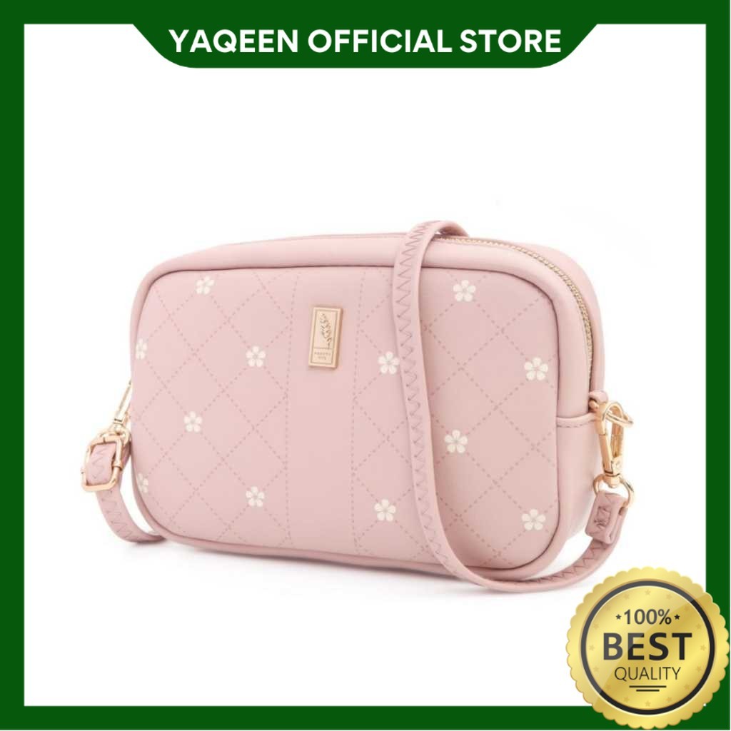 YAQEEN - TAS SELEMPANG WANITA PRETTYZYS BRANDED ORIGINAL  KULIT PINK MORQUELLA TA911P3 FASHION