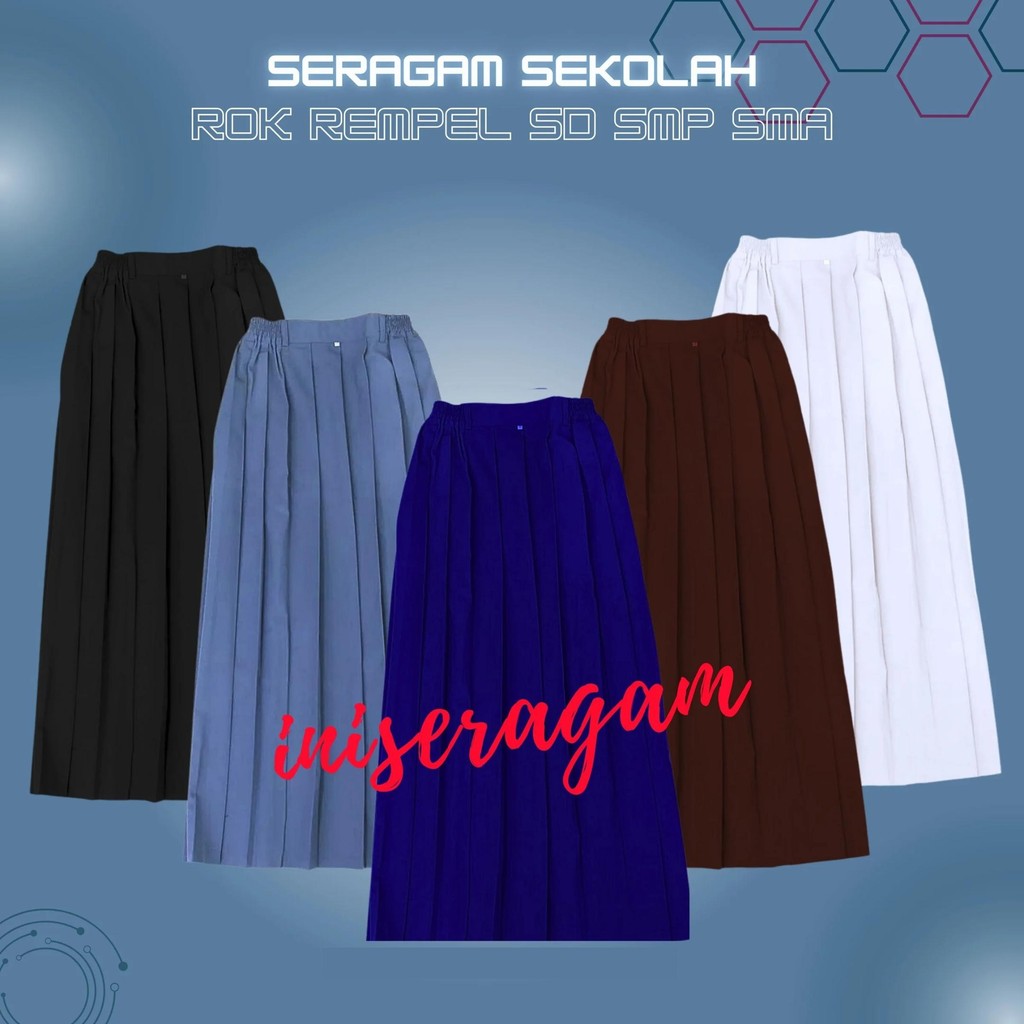 Rok Panjang Rempel SMP SMA SMK JUMBO Putih Abu Hitam Coklat Biru Rempel Seragam Sekolah SMP SMA Hita