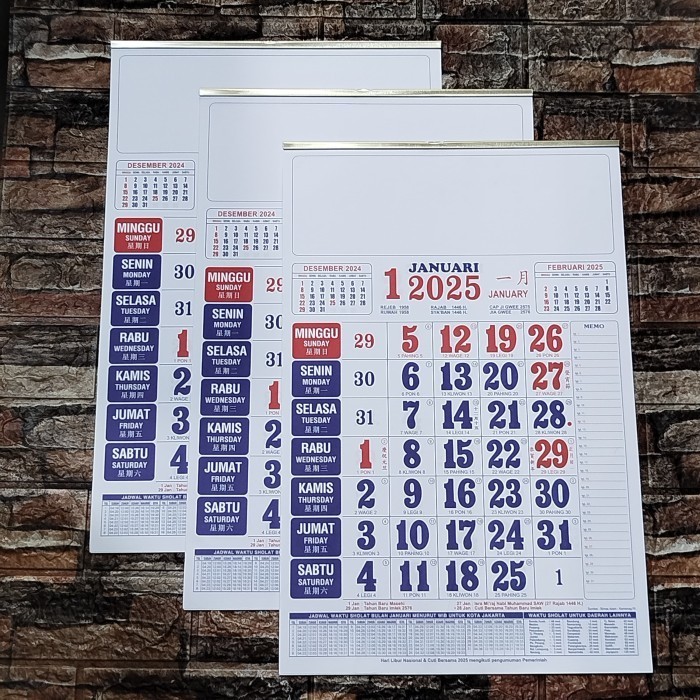 

Kalender Kerja 12 lembar Medium (32 × 48 cm) tahun 2025 (MJ)