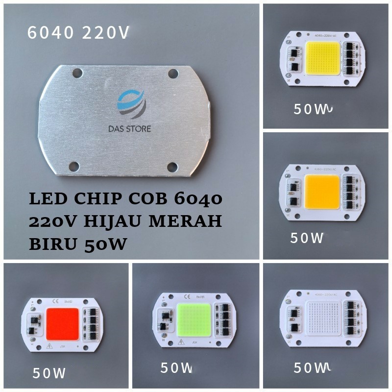 Led chip Cob 6040 220v hijau merah biru 50W