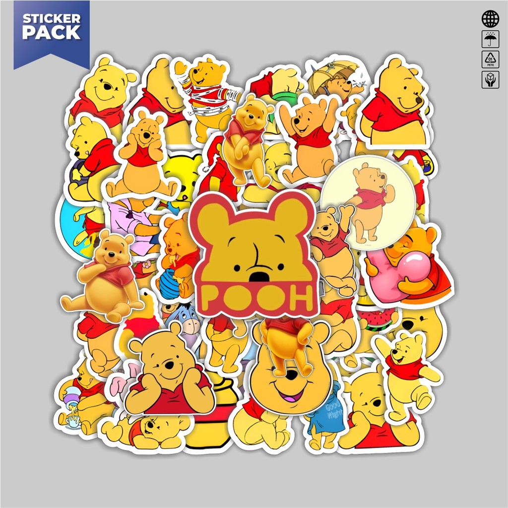 

[100PCS]Stiker Pack Stiker Kartun Winnie the Pooh Aesthetic Vinyl Anti Air Dekorasi Sticker Laptop Buku Journal Koper Helm Casing HP Gitar Helm Skateboard