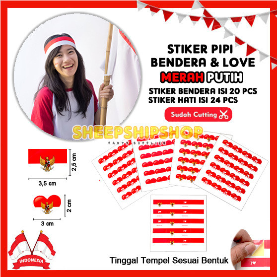 

[ ISI 24/20 PCS ] STIKER BENDERA 3.5 X 2.5 CM / Stiker Pipi Bendera Merah Putih Dirgahayu HUT RI 17 Agustus Kemerdekaan Indonesia