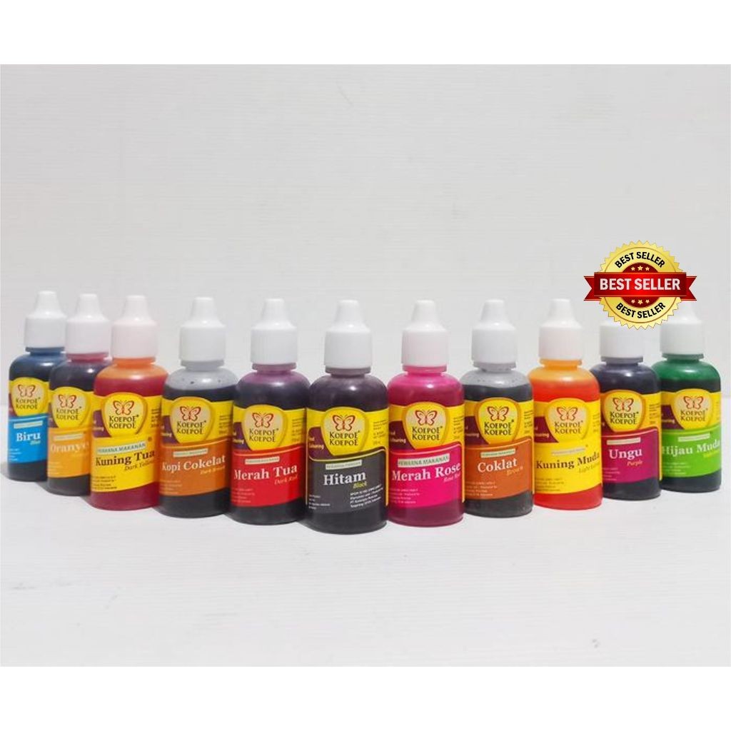 

Pewarna Makanan Koepoe Koepoe 30ml Tahan Panas Halal / Pewarna Makanan Koepoe Koepoe 30ml / Warna Warni Makanan Kupu - ARM