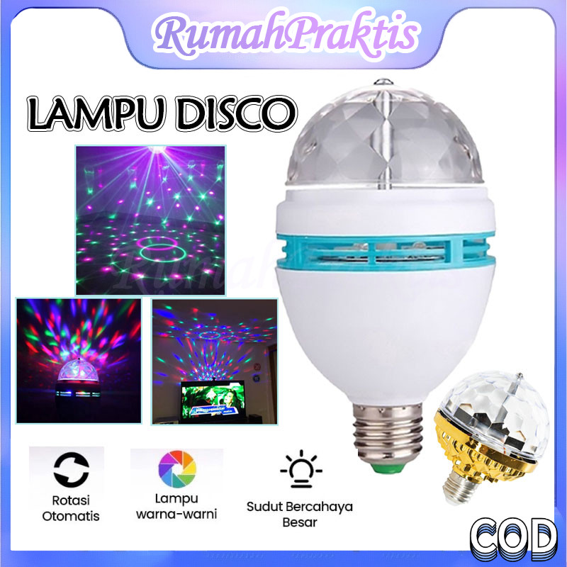 lampu disko led warna warni /lampu disko putar / led warna-warni fitting putar otomatis/