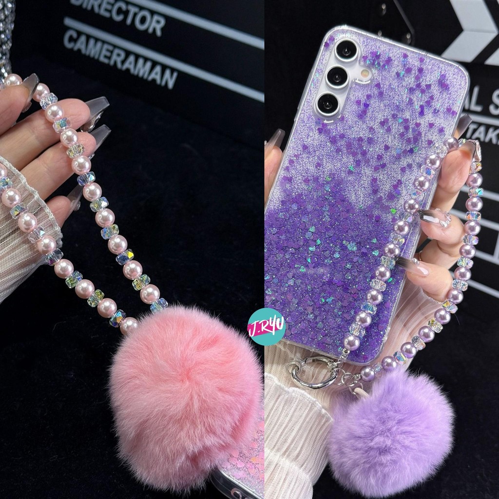 JRYU Gantungan HP Korea TARA Crystal Furball gantungan gelang kristal gantungan tas gantungan kunci