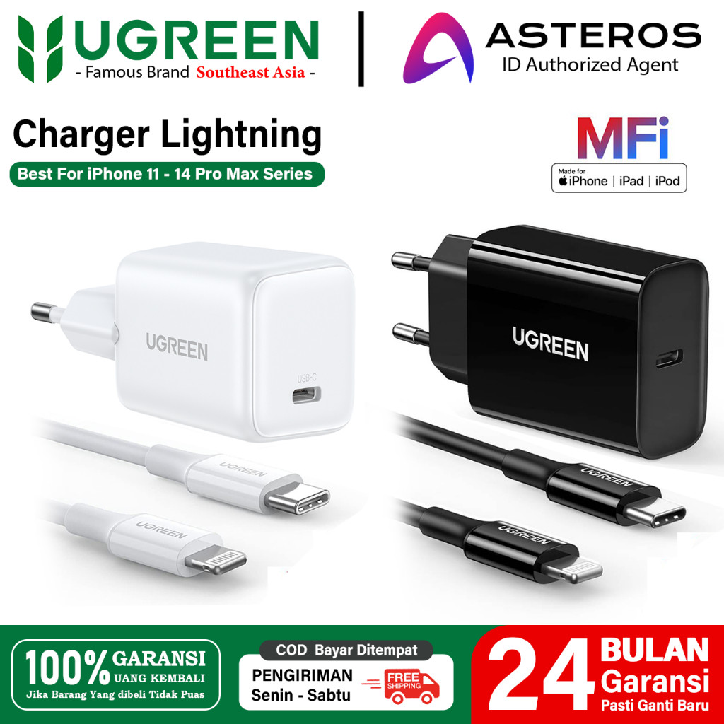 UGREEN Charger iPhone MFi Fast Charging Type C to Lightning Untuk iPhone X 11 12 13 14 Pro Max