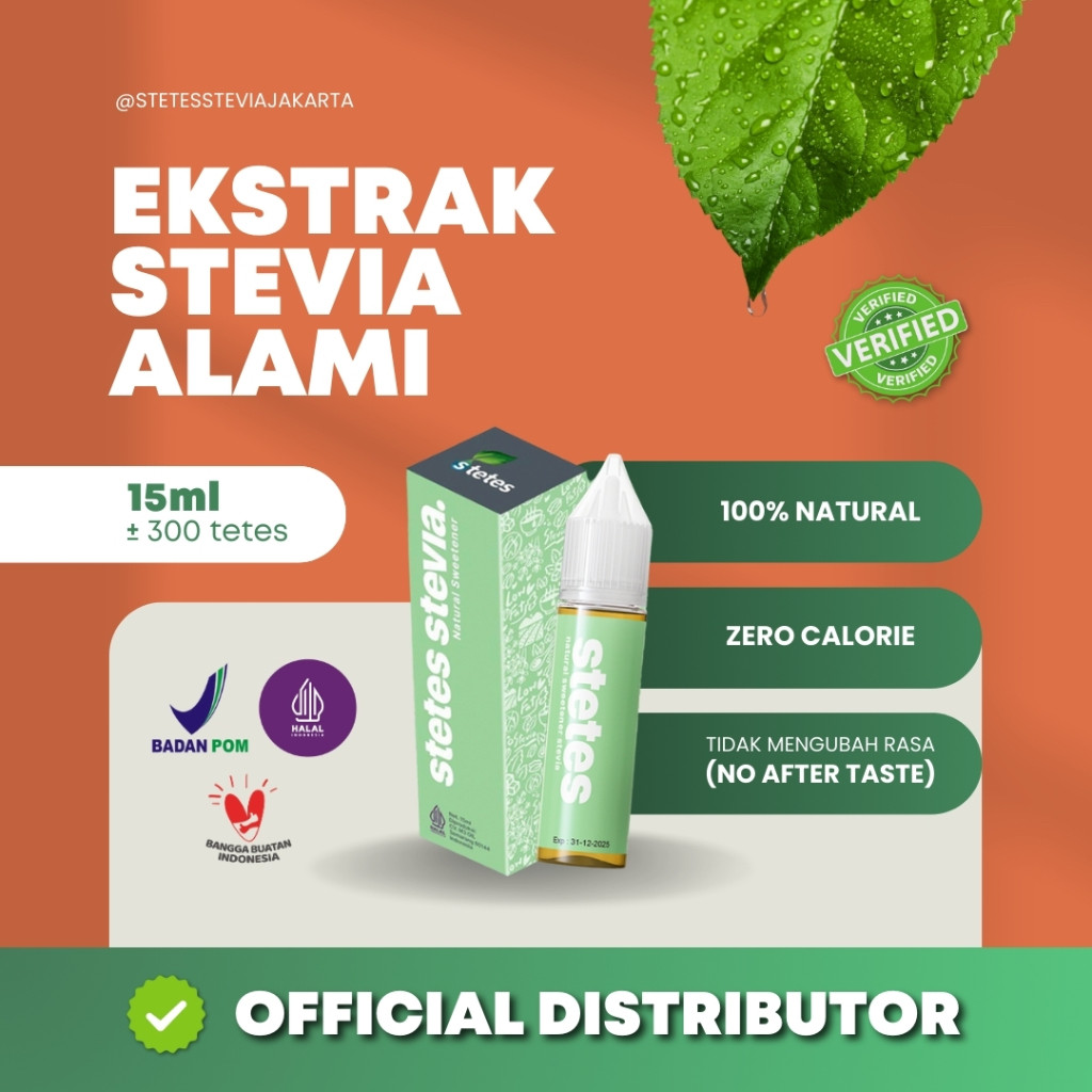 

STETES Stevia 15ml - Natural Sweetener - Pemanis Bahan Alami Alternatif Gula Zero Nol Kalori