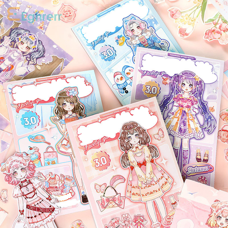 

Eeghrerr Dress-up Game Sticker Book Princess Makeup Sticker Girl Sticker Book Toy