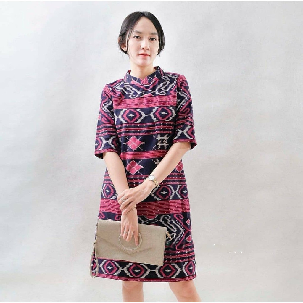 BAJU TENUN TROSO DRESS TENUN IKAT BLANKET ORIGINAL DRESS KERJA