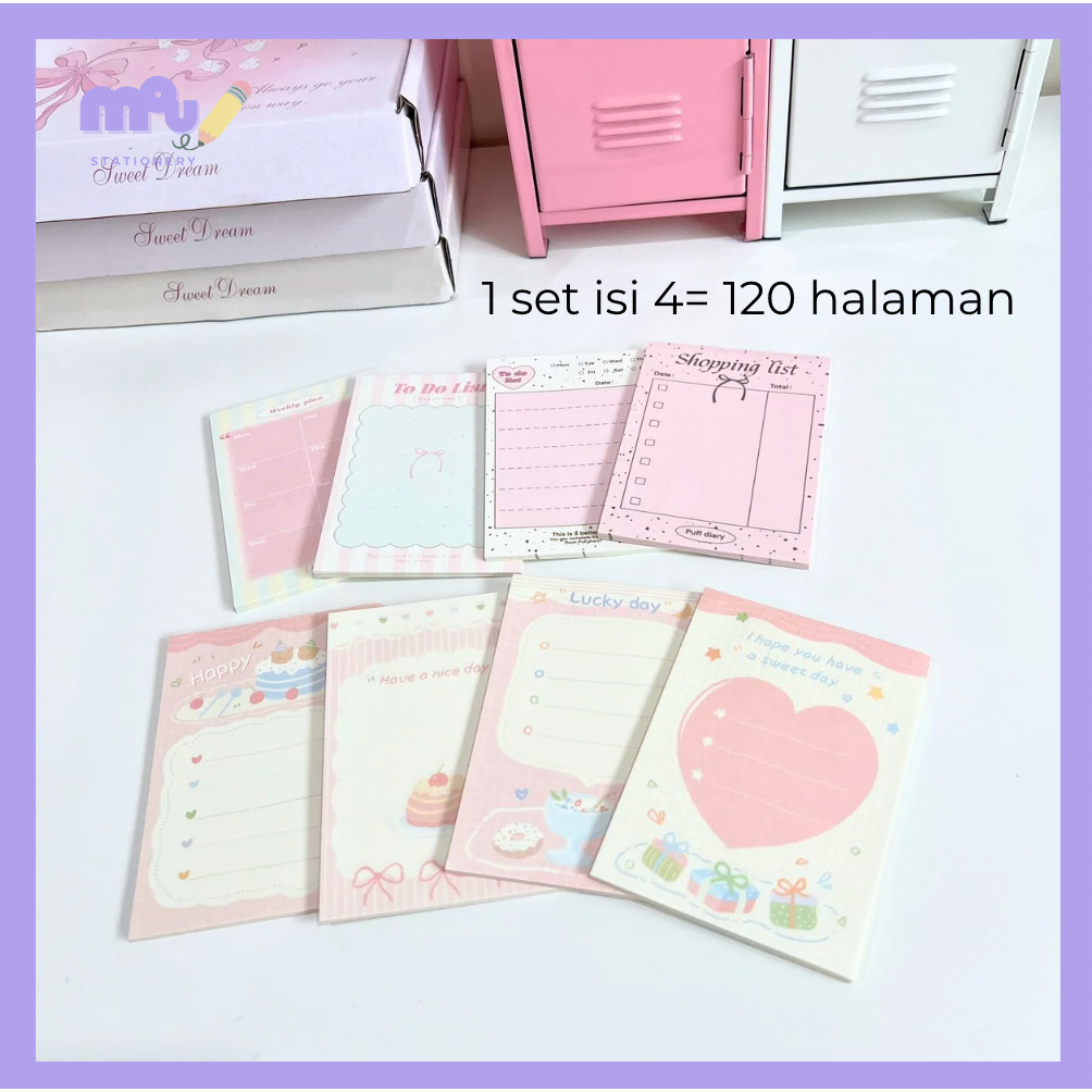 

[MOUMOU] 120pcs Coquette Memo Pad / Pink Ribbon Memo Pad / Pita Kertas Catatan Aesthetic