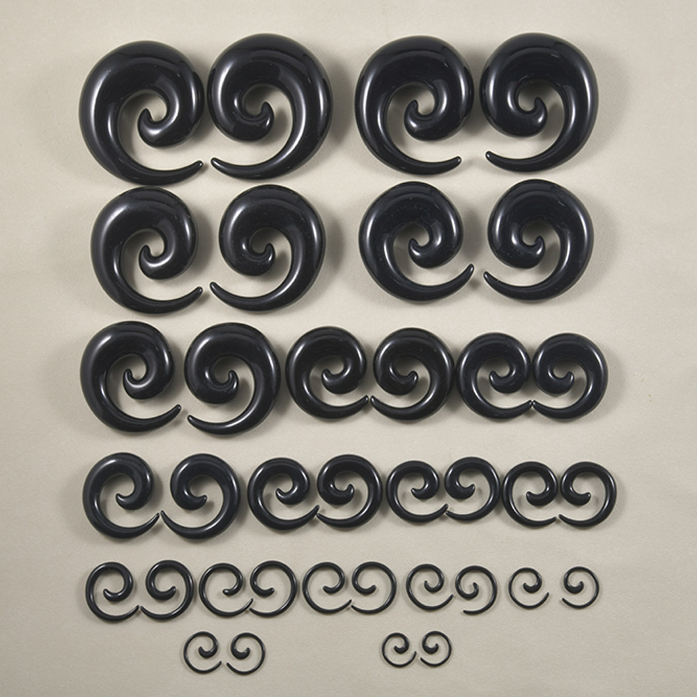 1Pair Acrylic Black Ear Spiral Expander Ear Plugs Spiral Ear-Piercing Stretcher Body Jewelry 1.2mm-2