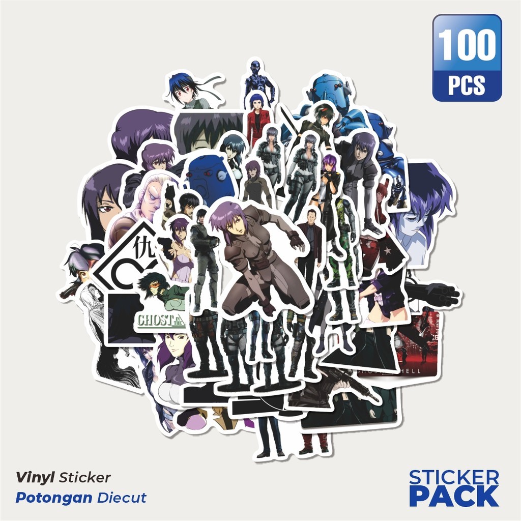 

100 PCS STIKER Anime Ghost In The Shell (Kōkaku Kidōtai) Waterproof Aesthetic- Untuk Laptop, Motor, dan Helm - Paper Stationery Pack