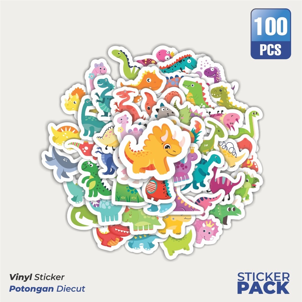 

Stiker Vinyl Sticker Hewan Dinosaurus Waterproof Aesthetic- Untuk Laptop, Motor, dan Helm - Paper Stationery Pack