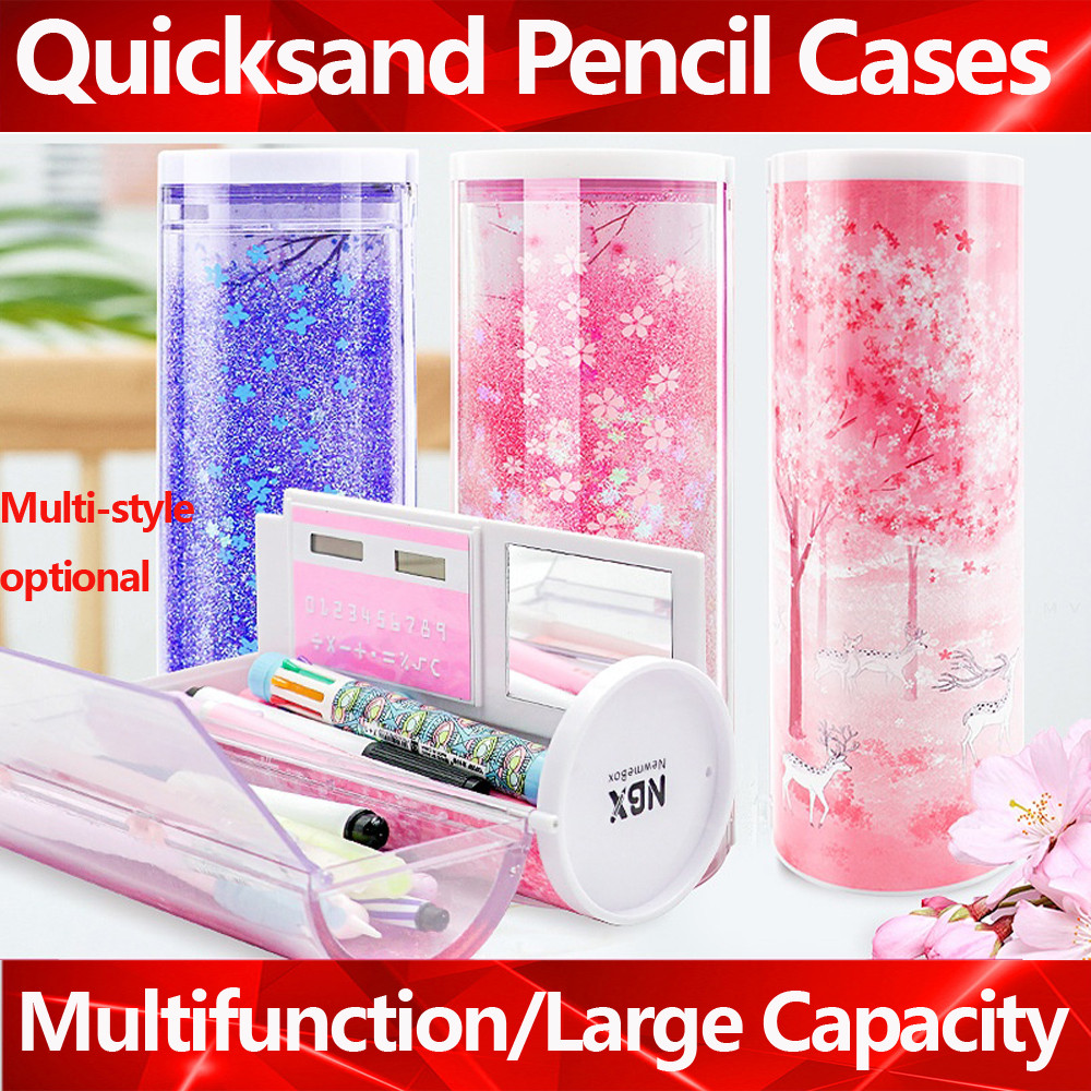 

Pencil Case Translucent Quicksand Pencil Cases NBX Multifunction Pencil Box Creative Cylindrical Pencil Box Large Capacity Kid