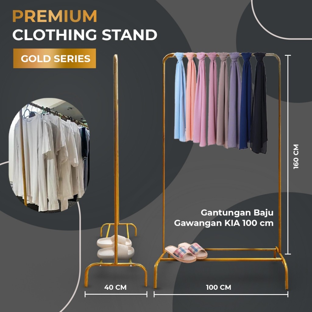 COD Gantungan Gawang Baju  KIA 100 CM Stand Hanger Rak Baju Besi Stand Hanger Display