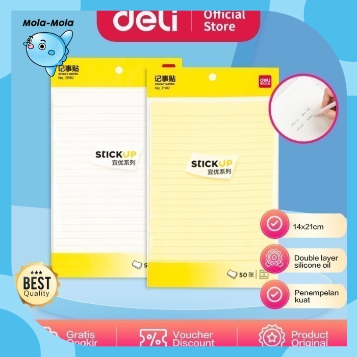 

Sticky Notes / Memo Tempel Bergaris 50 lembar 20cm Lem Kuat 21582 Y1683