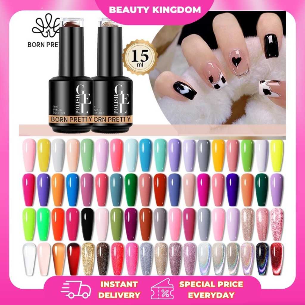 [READY INSTANT] BORN PRETTY Kutek Gel Nail Polish Soak Off Vernis Semi Permanent 15ml Nude Jelly Gre