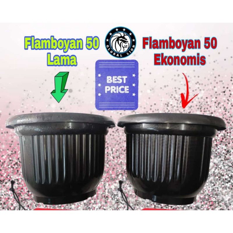 Pot hitam 50cm / pot Flamboyan 50
