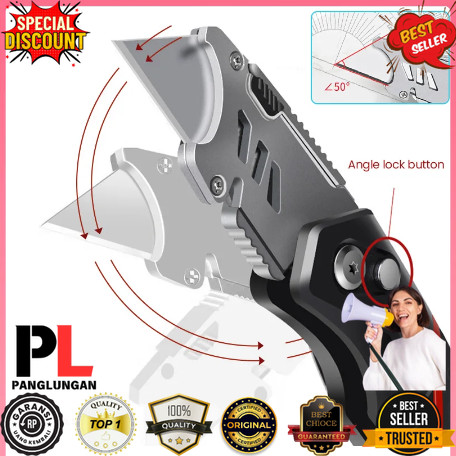 

AIRAJ Pisau Cutter Lipat Folding Utility Knife Angle Adjustable 18mm - 1358