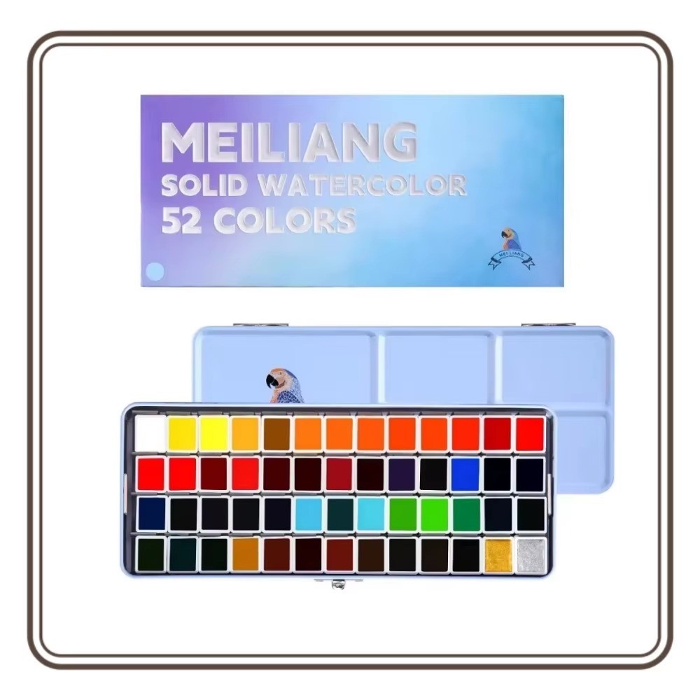 

MEILIANG 52 Colors Solid Watercolor Paint Set Professional Travel Watercolor Pigment Art Supplies Suitable for Artist Students