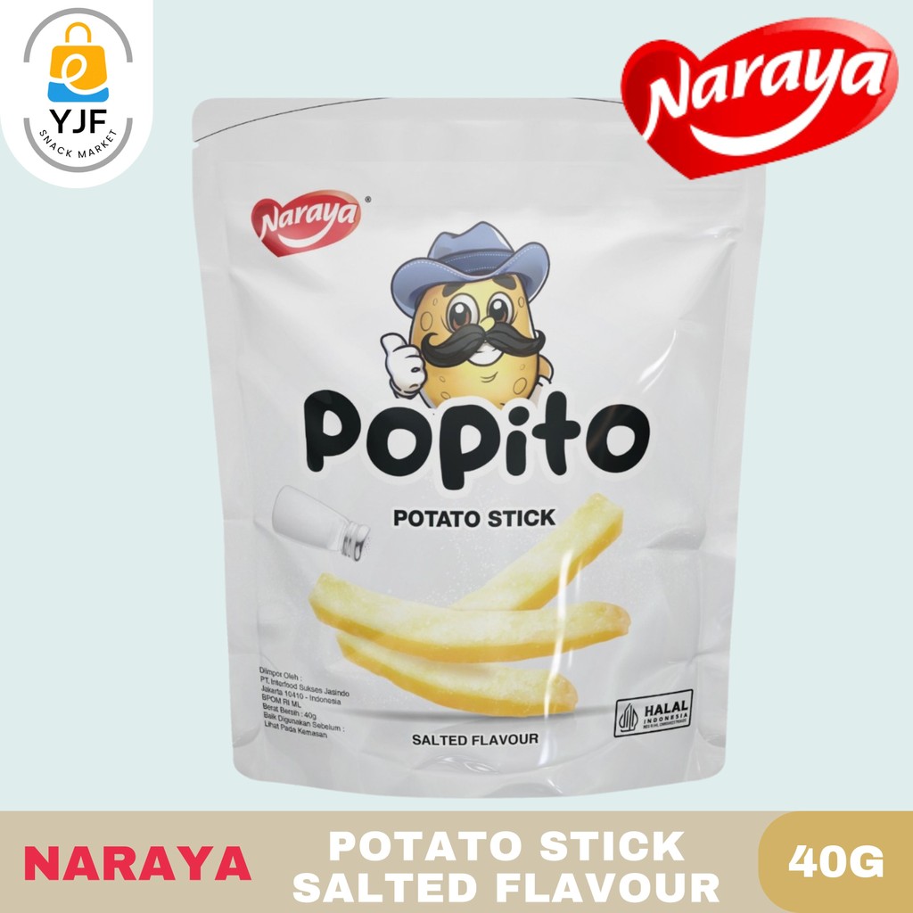 NARAYA POPITO Potato Stick Snack Kemasan 40g Kentang Rasa Salted  Flavour / Snack Kentang / Ciki Ken