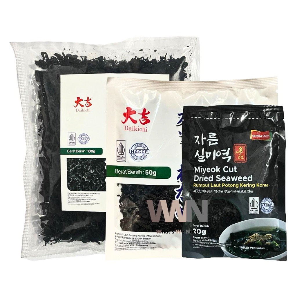 

Cut Wakame Rumput Laut Kering / Dried Seaweed / Miyeok Myeok Miso Soup / Cut Wakame Myeok Java Superfood Daikichi 10/20/50/100gr