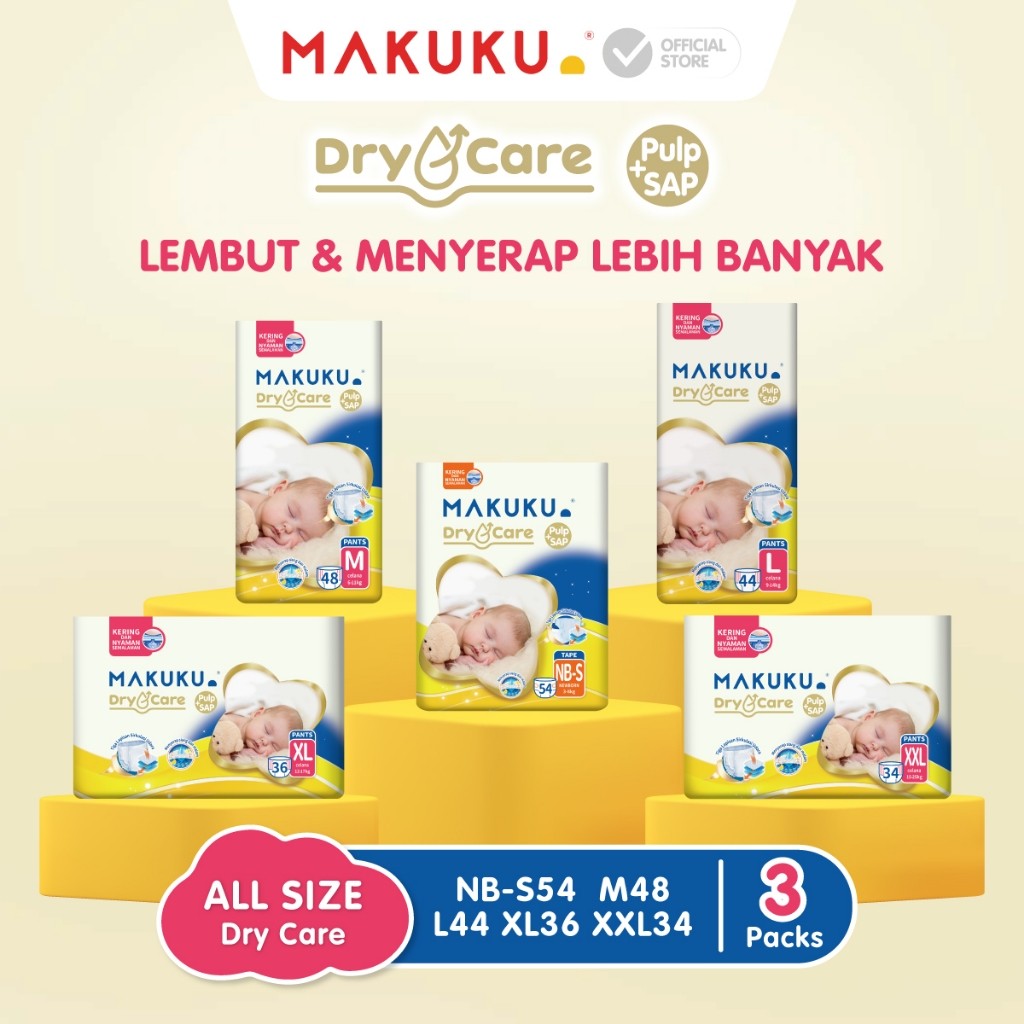 

[3 PACK] Makuku Diapers Dry Care JUMBO Popok Bayi Celana/Perekat NB-S/M/L/XL/XXL