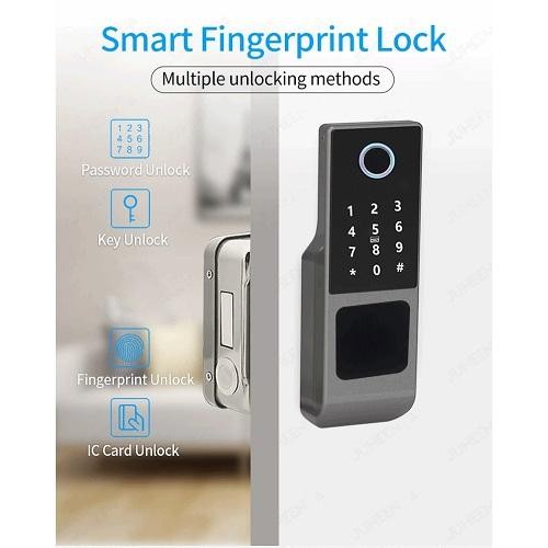 

Smart Door Lock Fingerprint Password Swipe Card Waterproof IP66 Silver G23 TaffHOME - Double Sided Sale