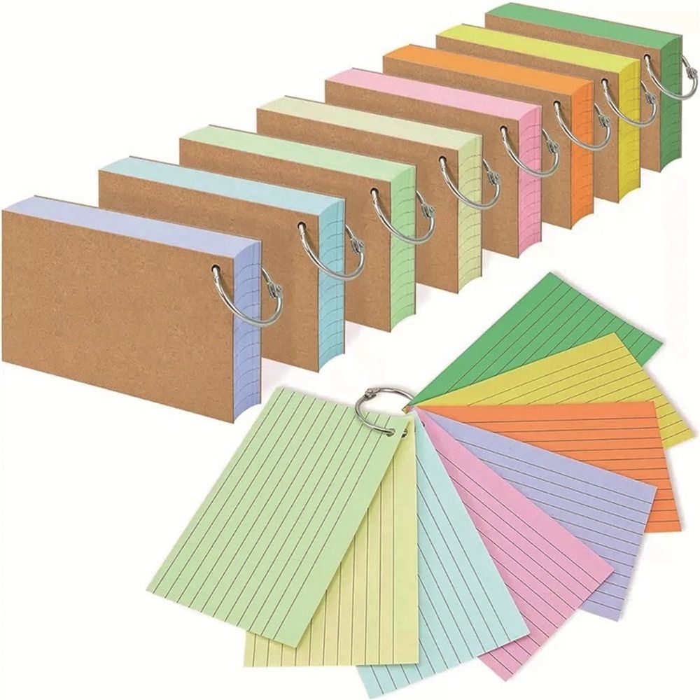 

50Pcs Binder Horizontal Line Memo Book Loose-Leaf Index Cards Flash Cards Small Revision Cards for Study Office NotePads