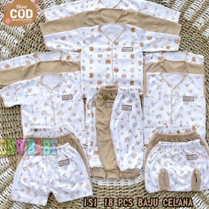 

HAMPERS BABY - HAMPERS ISI 18 PCS Setelan Baju Bayi Baru LahIr - Cokelat, BOX HAMPERS