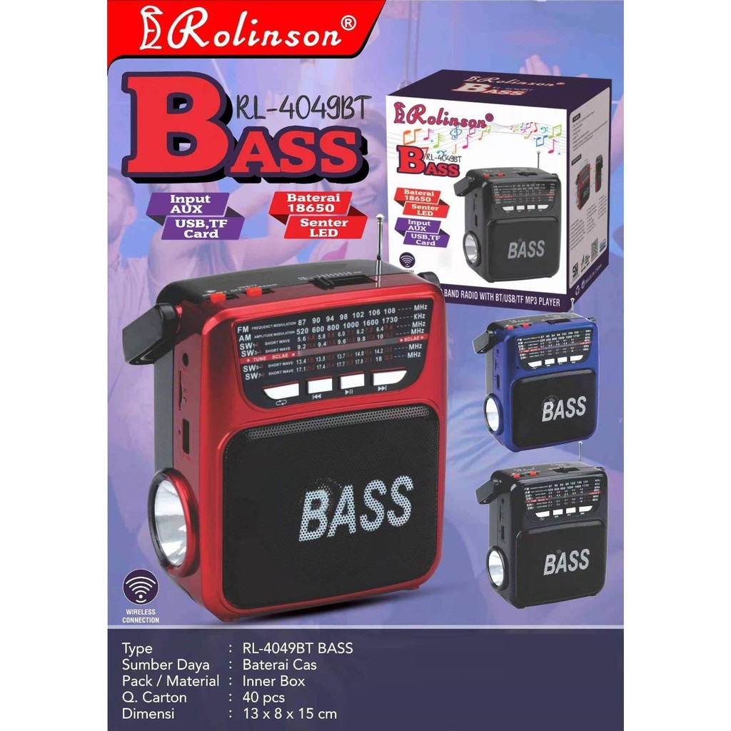Radio Bluetooth FMAM Rolinson RL-4049 BT BASS | Radio FMAM ACDC Rolinson RL-4049 BT BASS