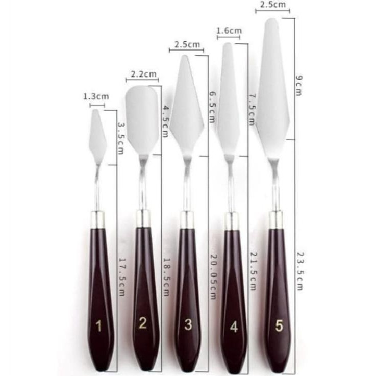 

5 pcs Set Palette Knives for Cake Decoration/Art Painting - Ukuran Besar