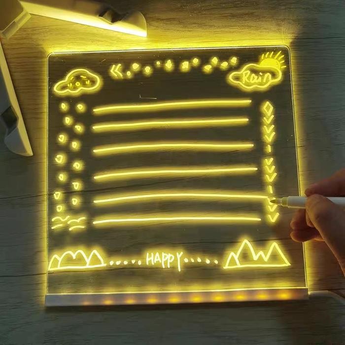 

Personalized LED Lamp Acrylic Message Note Board Erasable - 15x15cm