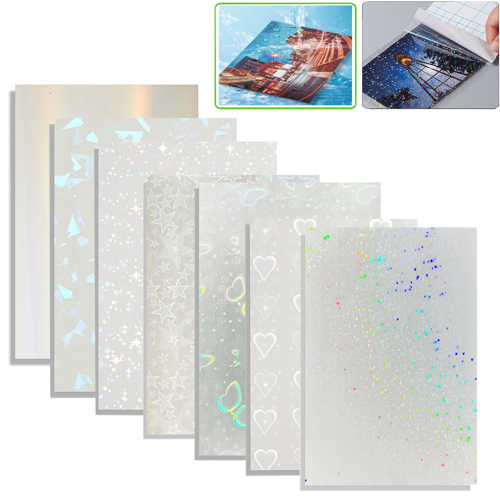 

50 Sheets Waterproof Cold Laminating Film A6 Hologram Star Dot Self-adhesive Paper film DIY Package Card Photo Laminating Film