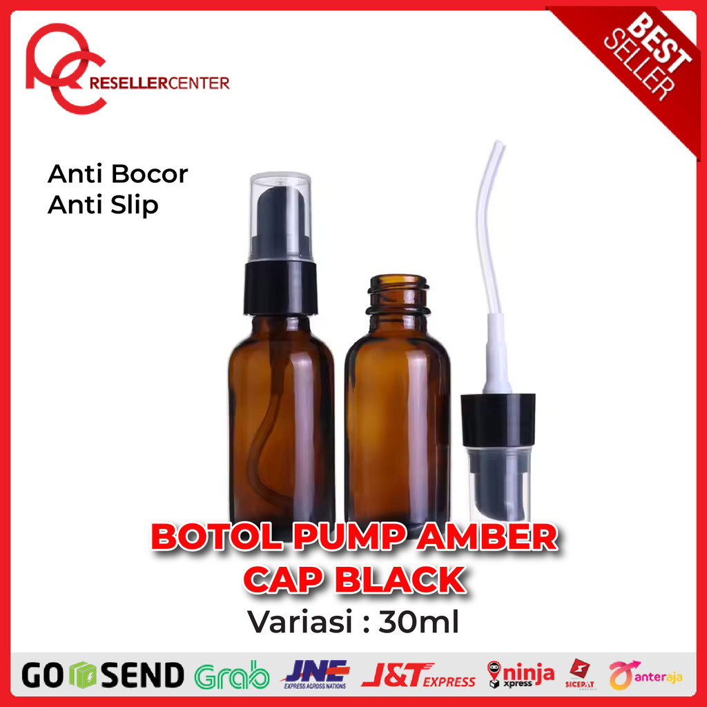 Botol Kaca Amber Pump 30 ml