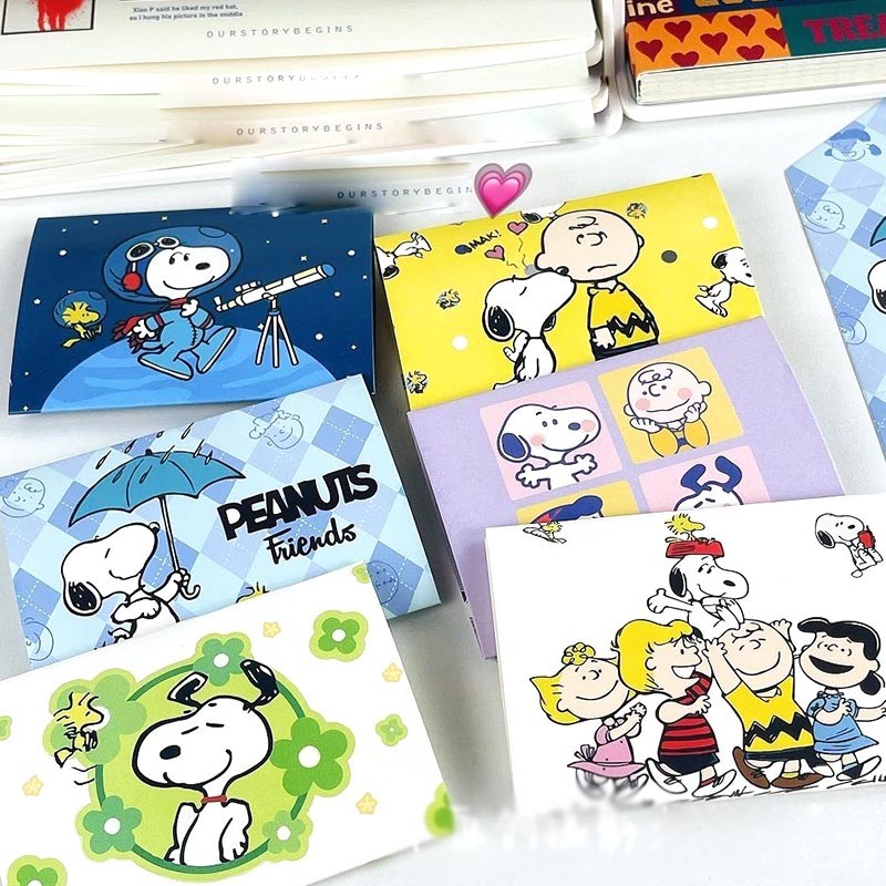 

72pcs/lot Kawaii Snoopy Memo Pad Sticky Note Cute Message Greeting Cards Stationery Label Post Office School Supplies