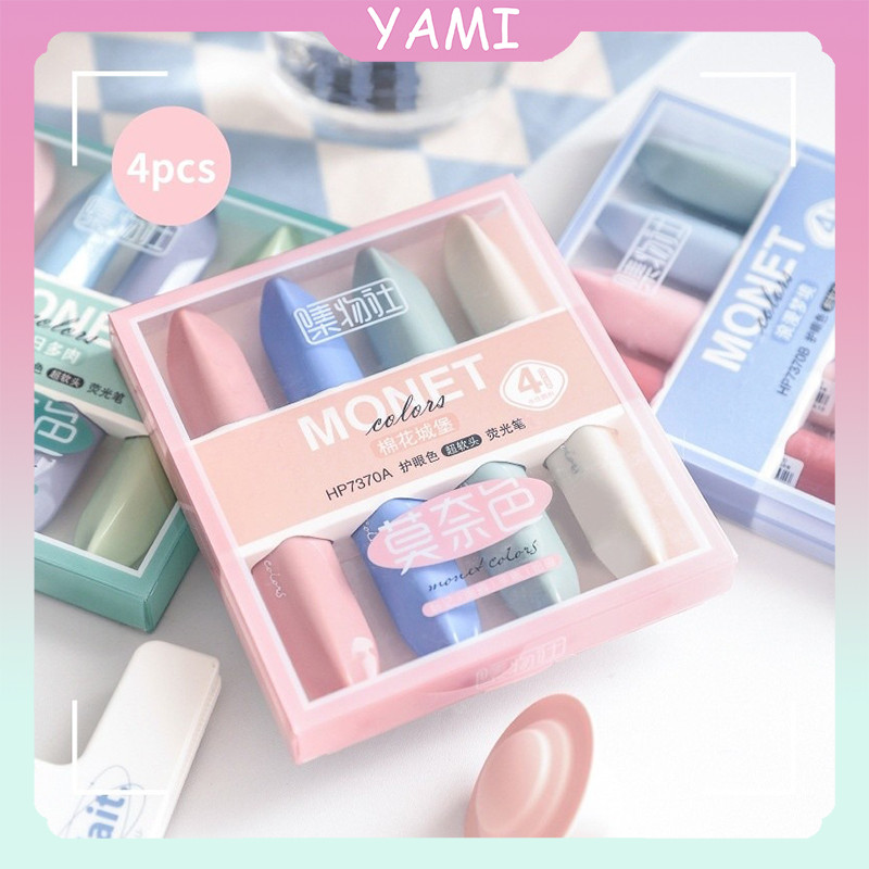 

4pcs Stabilo Warna Warni / Bentuk Lipstik Stabilo Aesthetic Mini / Spidol Pastel Highlighter Pen Set / Alat Tulis Stationery School Stuff