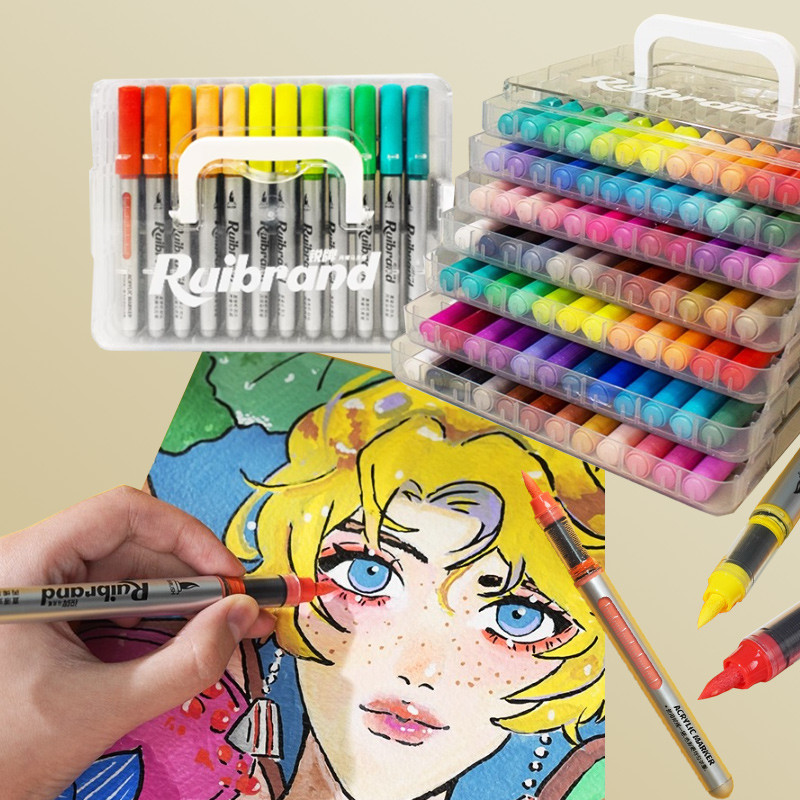 

12/24/36/48/60 Color Straight Liquid Acrylic Marker Set Stackable Colors Not Stained Students' Painting Graffiti Sketch Design