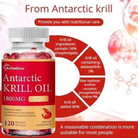 AvitaGlow Antarctic Krill Oil  - with Omega-3 EPA, DHA, Astaxanthin and Phospholipids