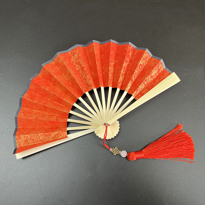 

4-6 Inch Mini Fan Colorful Dark Green Gilded Rice Paper Folding Fan Calligraphy And Painting Children'S Hanfu Fan Portable Fan