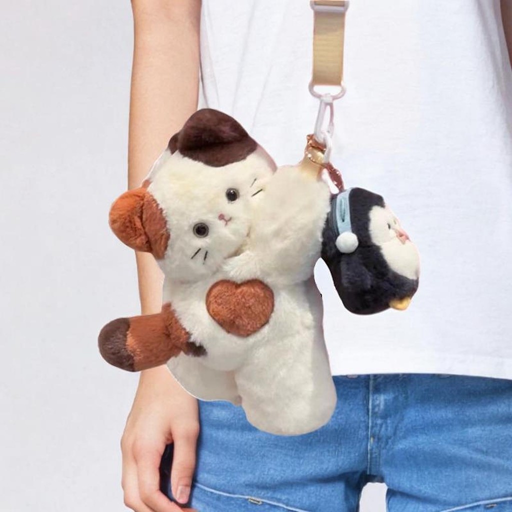 Cat Shaped Crossbody Bag Satel for Women Girls Gift Portable Lovely Plush Bag Shoulder Purse for Sho