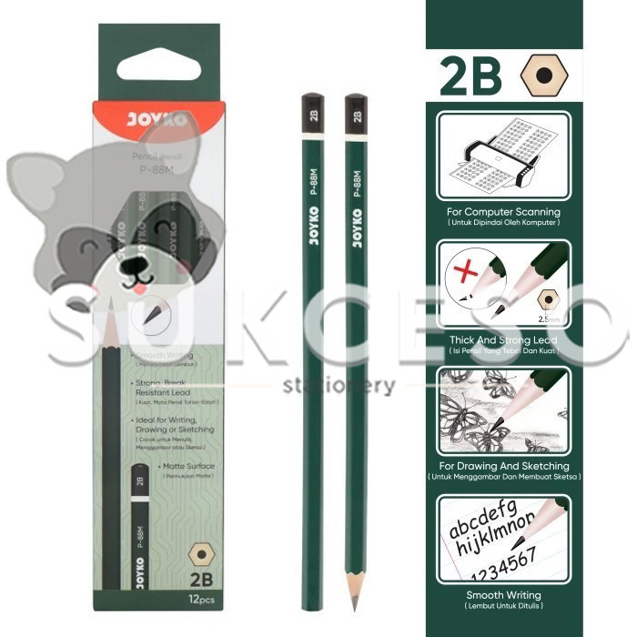 

Joyko Hexagonal Grip Pencil P-88M - Pensil 2B LUSINAN For Computer