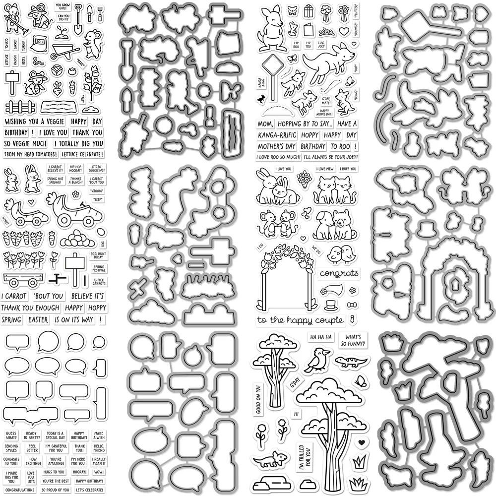 

Carrot 'Bout You Happy Couples Speech Bubbles Clear Stamps and Dies for DIY Scrapbooking Embossing Album Decoration Card Making