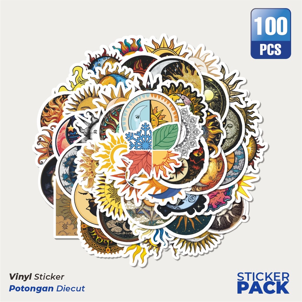 

Stiker Vinyl Stiker Sun & Moon [Matahari & Bulan] Waterproof Aesthetic- Untuk Laptop, Motor, dan Helm - Paper Stationery Pack