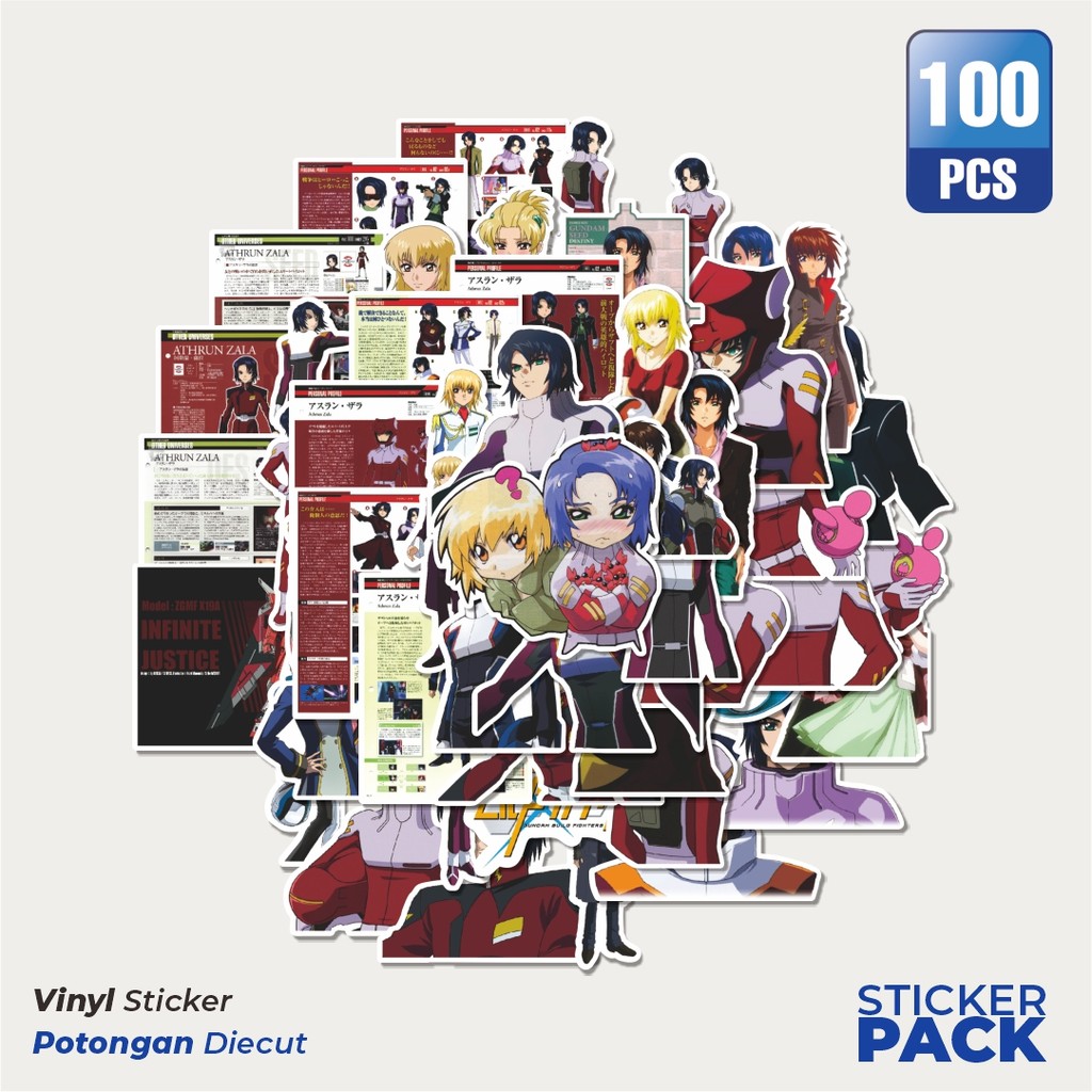 

Super Hemat! 100 PCS Stiker Anime Gundam Seed Atrun Zala Cagalli Yula 2 Waterproof Aesthetic- Untuk Laptop, Motor, dan Helm - Paper Stationery Pack