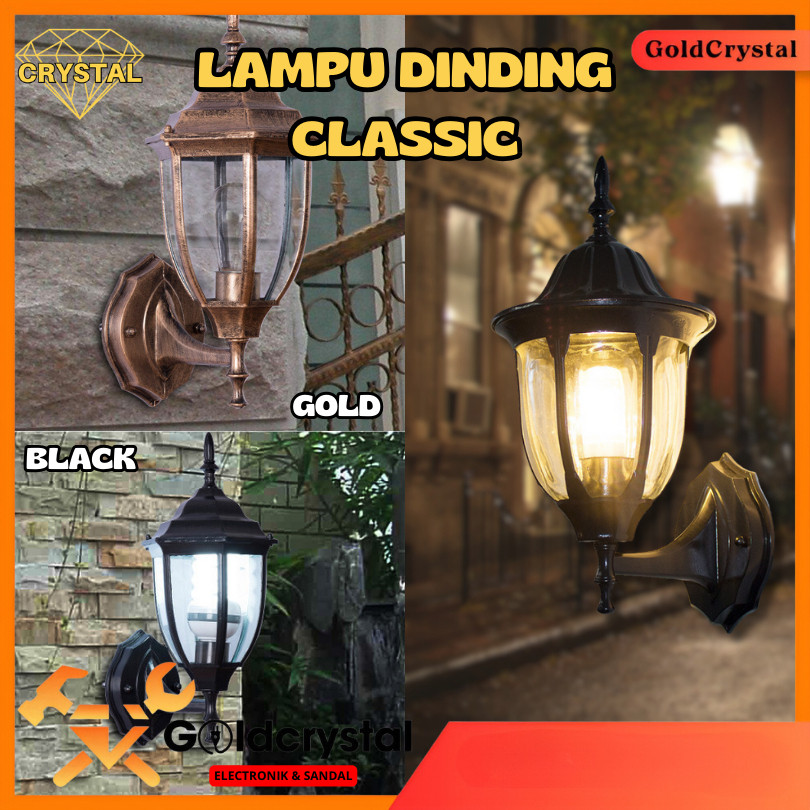 Lampu Dinding Outdoor Model Vintage Klasik Waterproff Lampu Dinding Classic Lampu Teras / Black/Gold