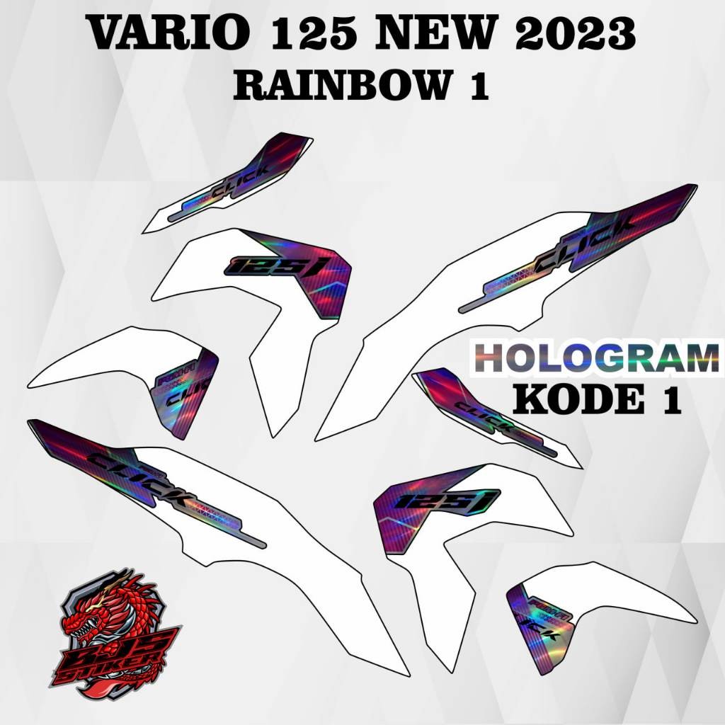 Stiker VARIO 125 NEW 2023 - Decal Striping list HOLOGRAM VARIO 125 NEW 2023 RAINBOW 1 BODY PUTIH