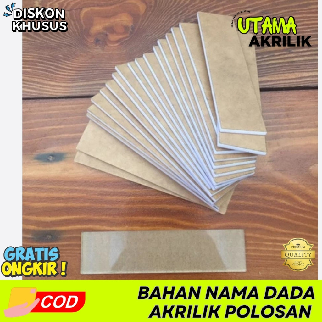 

[GROSIRIN] Akrilik bahan nametag / bahan papan nama 8x2 cm