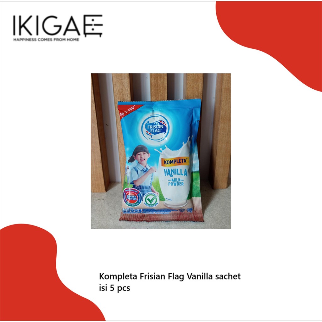

FRISIAN FLAG KOMPLETA RENCENG VANILLA SACHET / SUSU BUBUK SACHET ISI 5 PCS