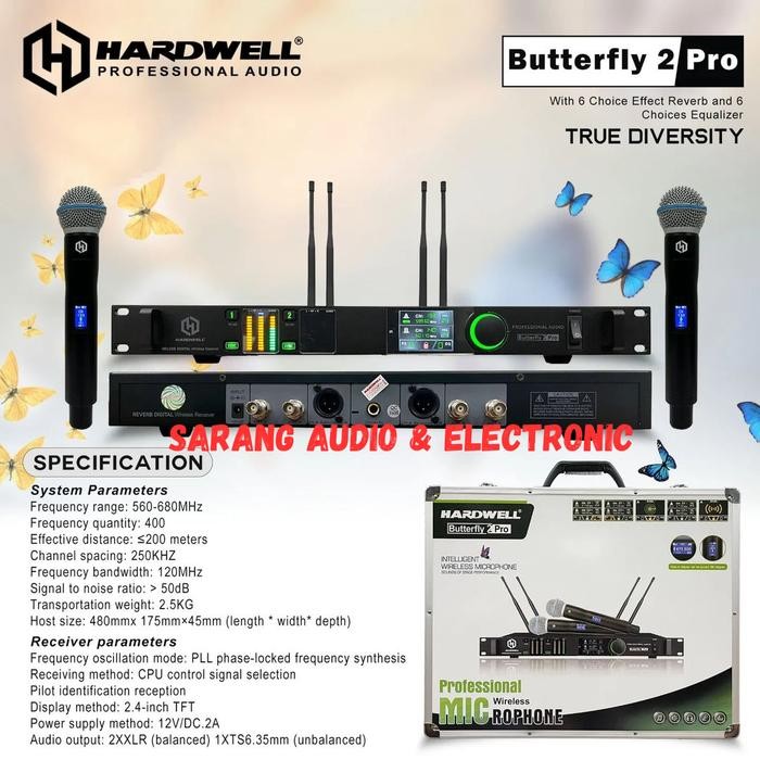 Mic Wireless HARDWELL Butterfly 2 Pro Original Butterfly2pro With DSP & EQ